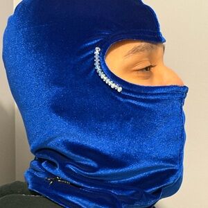Men's Sapphire Blue Rhinestone-Accented Balaclava Blue Rhinestone Swarovski